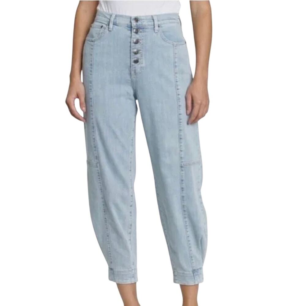 Pistola Womens Barrel Leg Jeans SZ 28 Silva High Waisted Carrot Button Fly Denim
